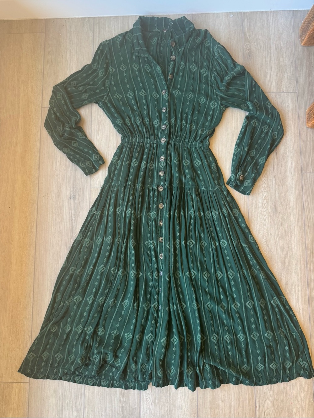 Free People Diamond Head Embroidered Midi Dress Green M - Picture 7 of 16